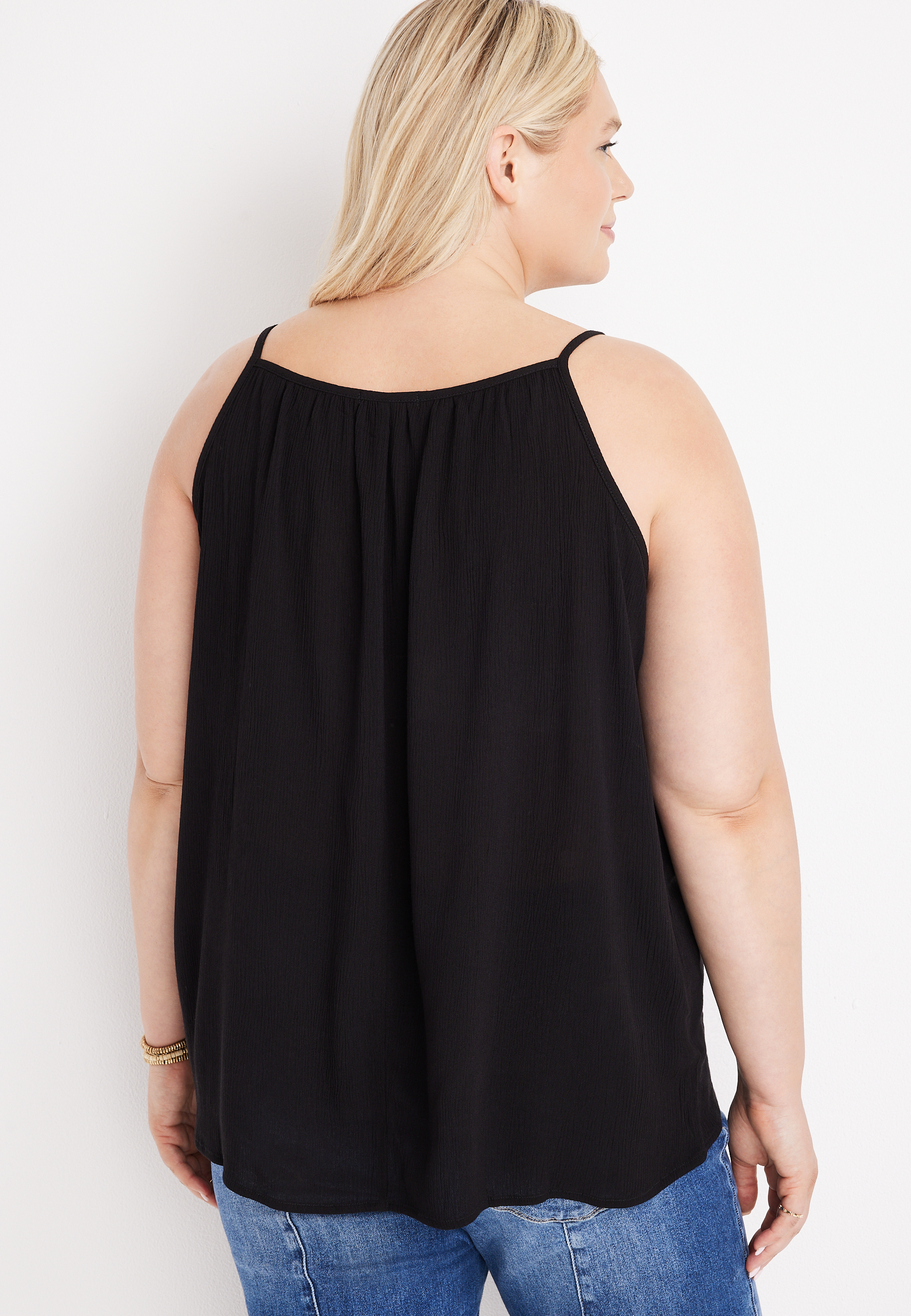 Plus Size Crochet Trim High Neck Cami, C106, large