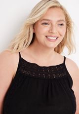 Plus Size Crochet Trim High Neck Cami, C106, small