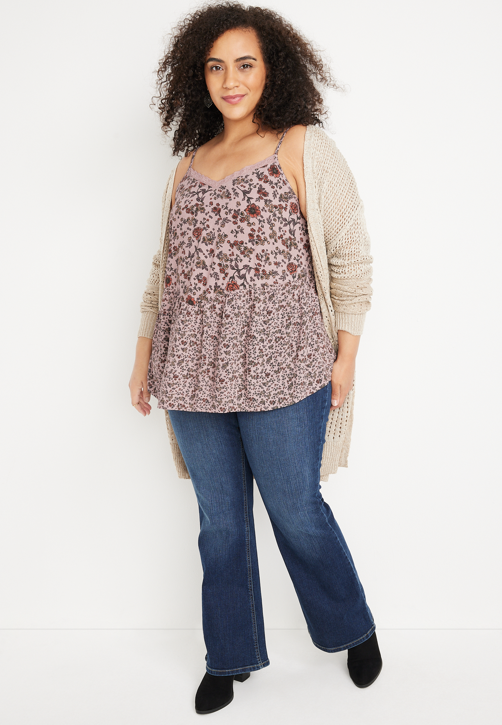 Plus Size Floral Peplum Cami, C5278, large