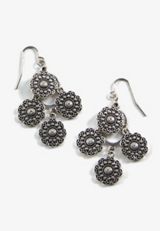 Mini Medallion Drop Earrings, SILVER, small