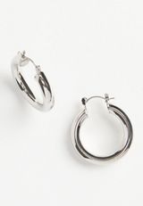 Chunky Silver Hoop Earrings, , small
