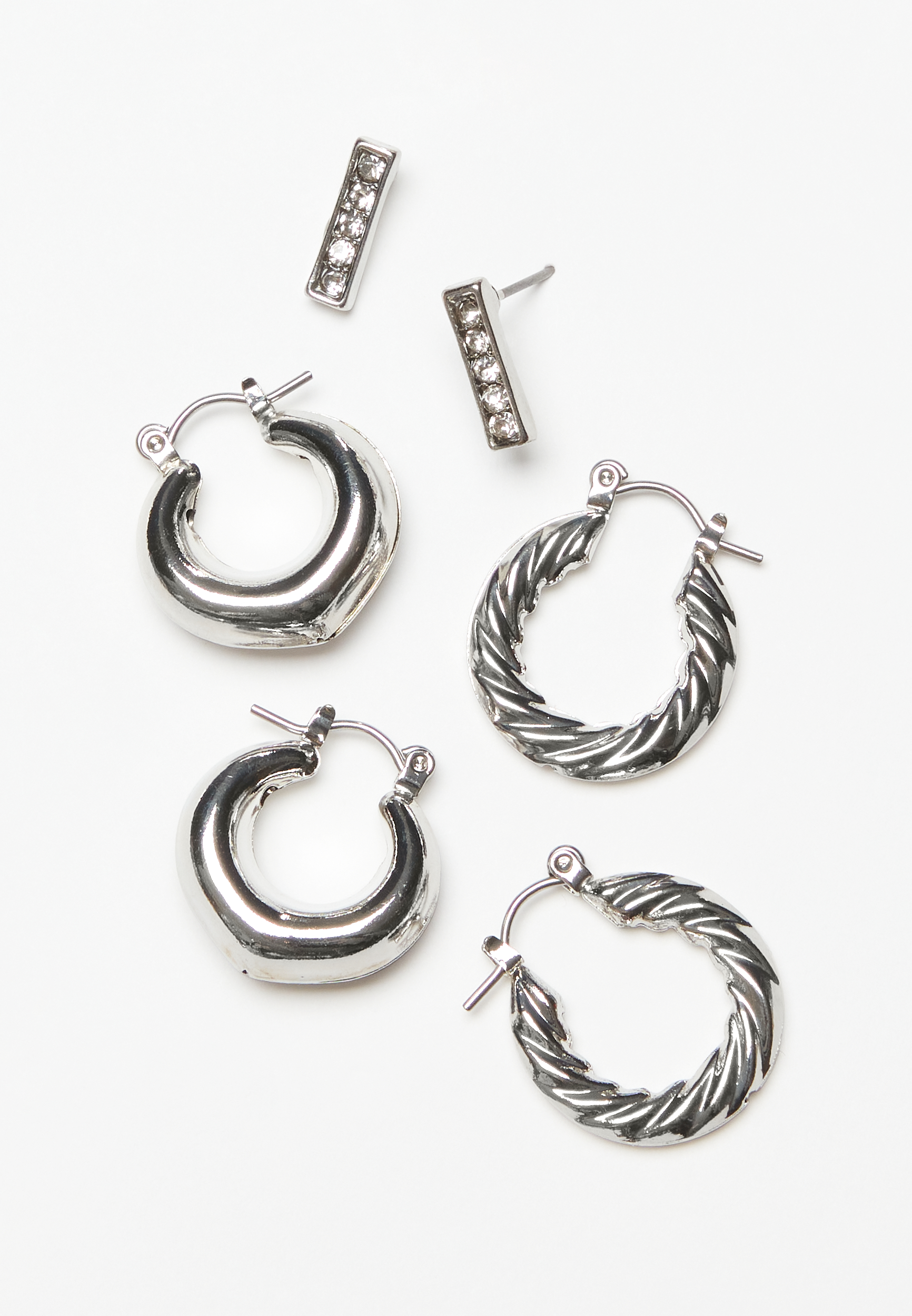 3 Piece Silver Huggie Earring Set maurices