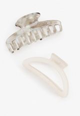 2 Pack White Variety Hair Clips, C5660, small