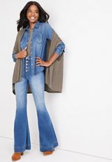 Denim Button Down Shirt, C3321, small