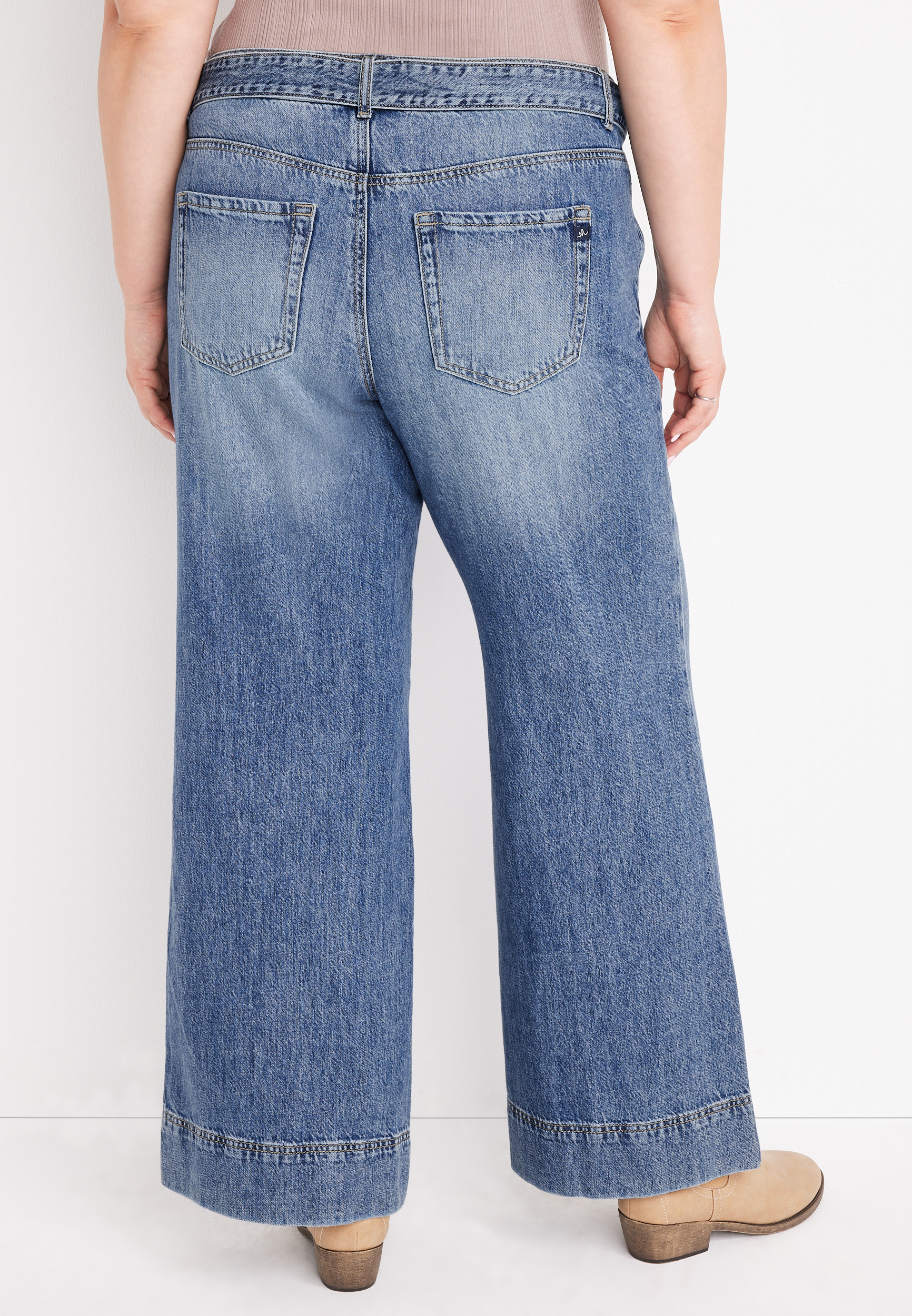 Plus Size m jeans by maurices&trade; Wide Leg Nonstretch High Rise Jean, MEDIUM SANDBLAST, large