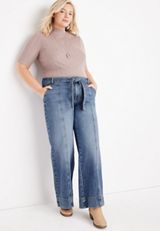 Plus Size m jeans by maurices&trade; Wide Leg Nonstretch High Rise Jean, MEDIUM SANDBLAST, small