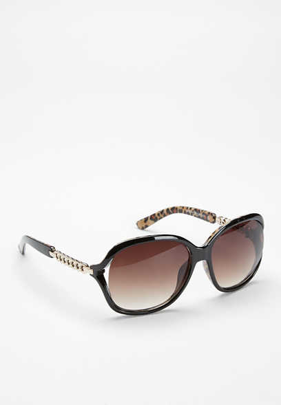 Black Leopard Oversized Sunglasses