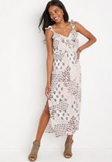 Paisley Ruffle Trim Maxi Dress, ECRU COMBO, small