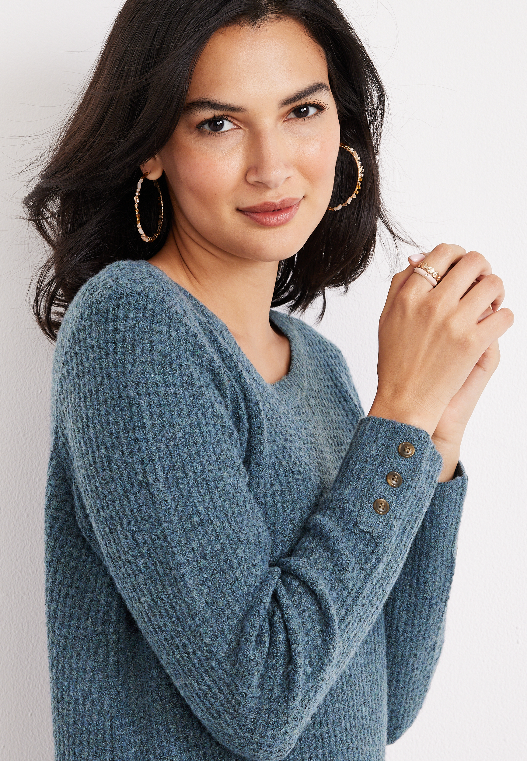 Waffle Knit Sweater, C2496, large