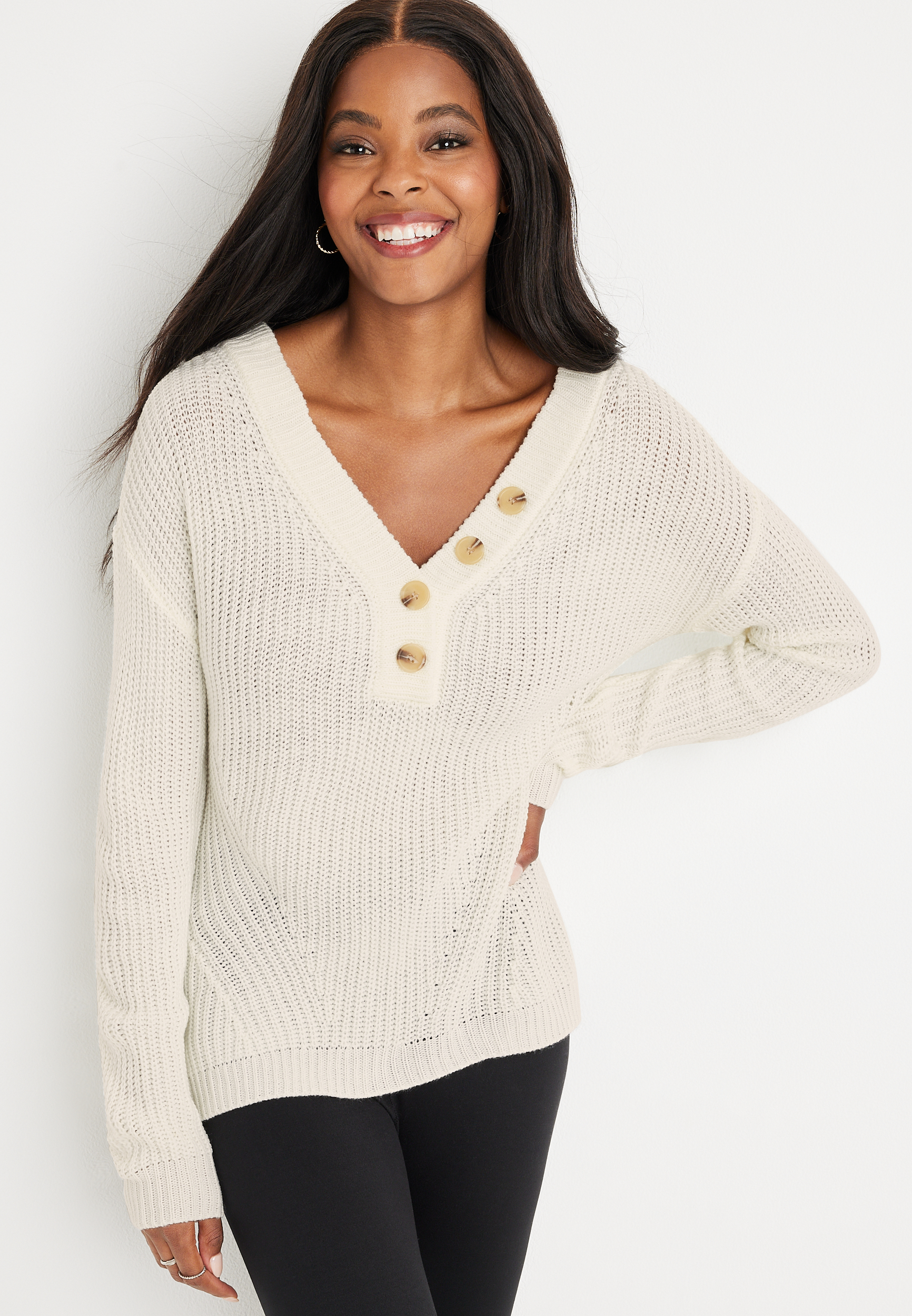 Solid Highland Henley Sweater | maurices
