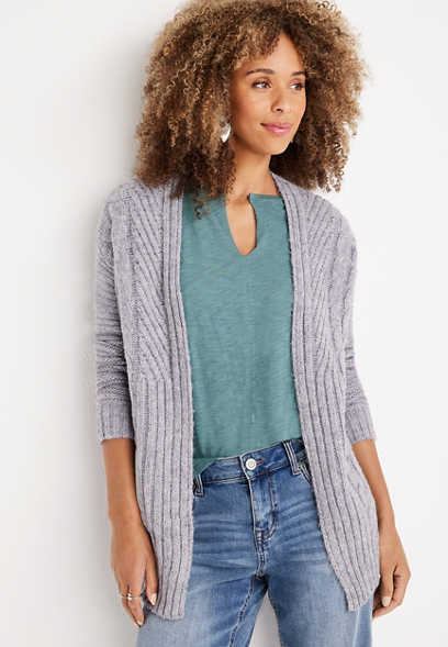 Cable Knit Ribbed Cardigan