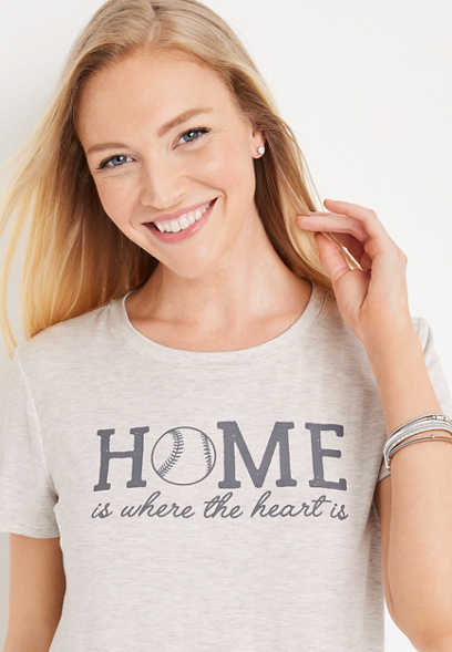 Home Is Where The Heart Is Baseball Graphic Tee