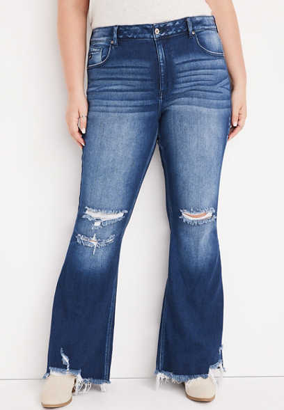 Plus Size KanCan™ Flare High Rise Ripped Jean