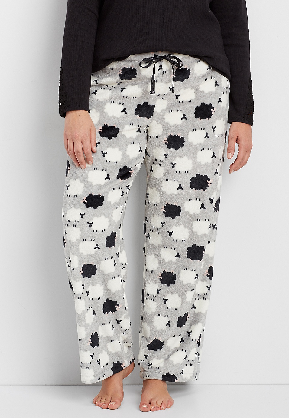 plus size ultra soft plush sleep pant in sheep print