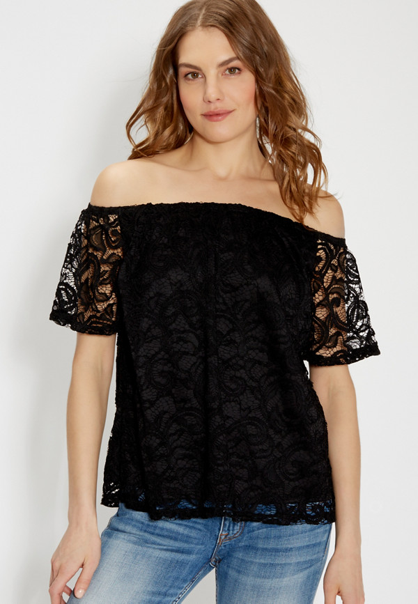 lacy cold shoulder top | maurices