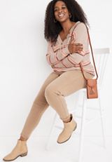 Plus Size Striped Highland Henley Sweater, C1524, small
