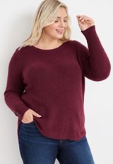 Plus Size Waffle Knit Sweater, , small
