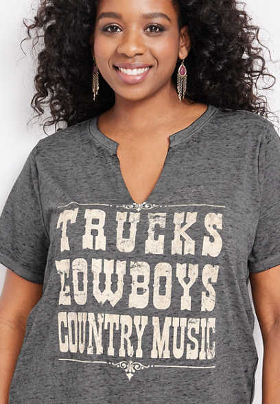 Plus Size Trucks Cowboys County Music Graphic Tee