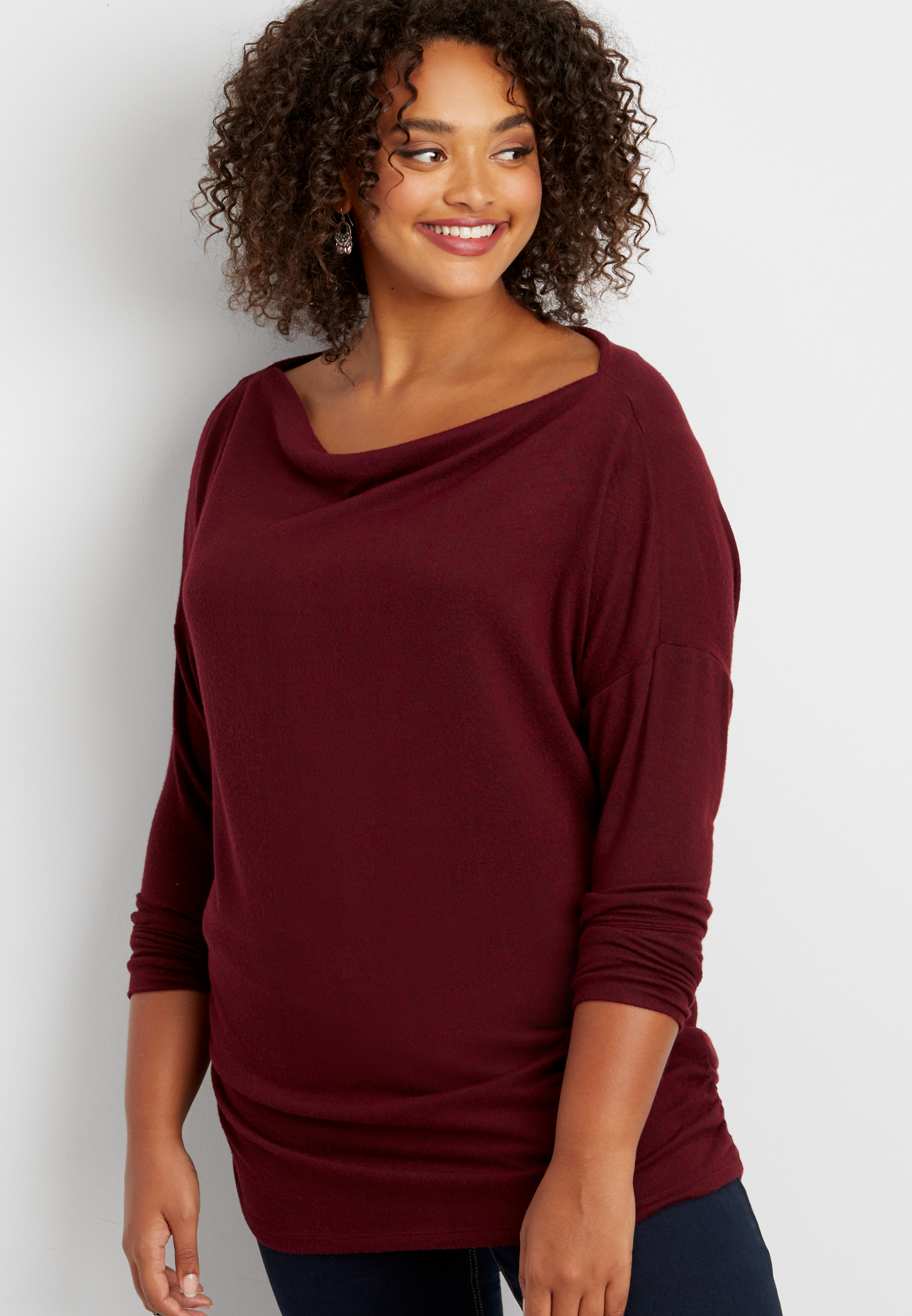 plus size ultra soft pullover tunic top with cowl neck | maurices