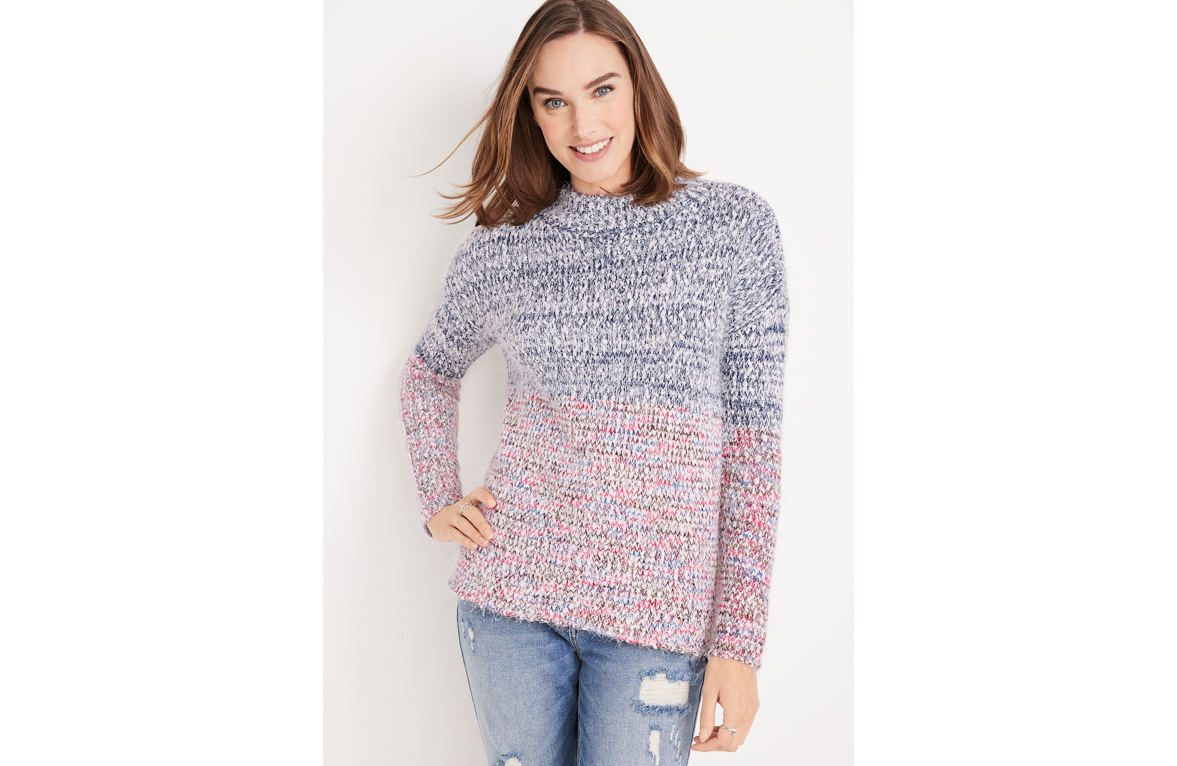 Marble Mock Neck Sweater