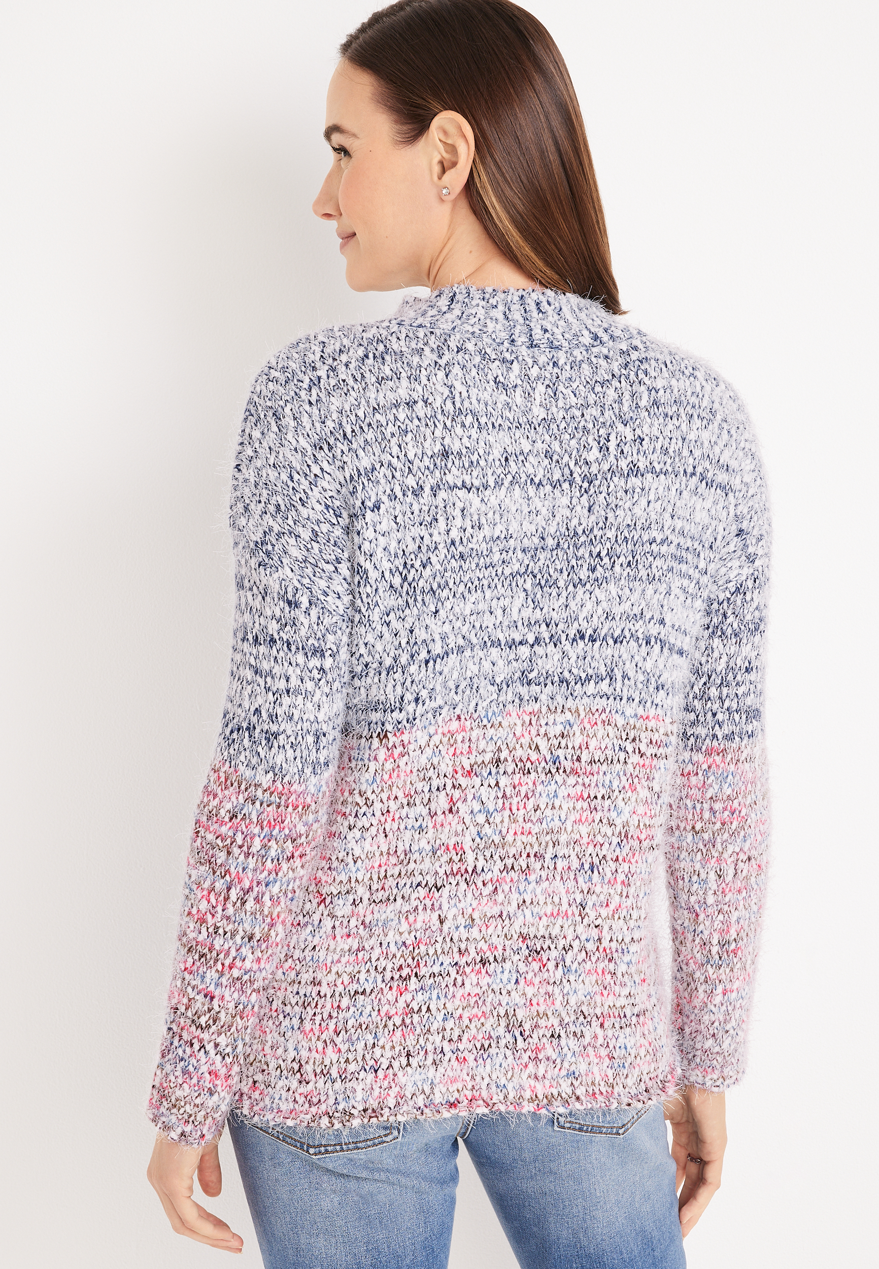 Marble Mock Neck Sweater, C1524, large