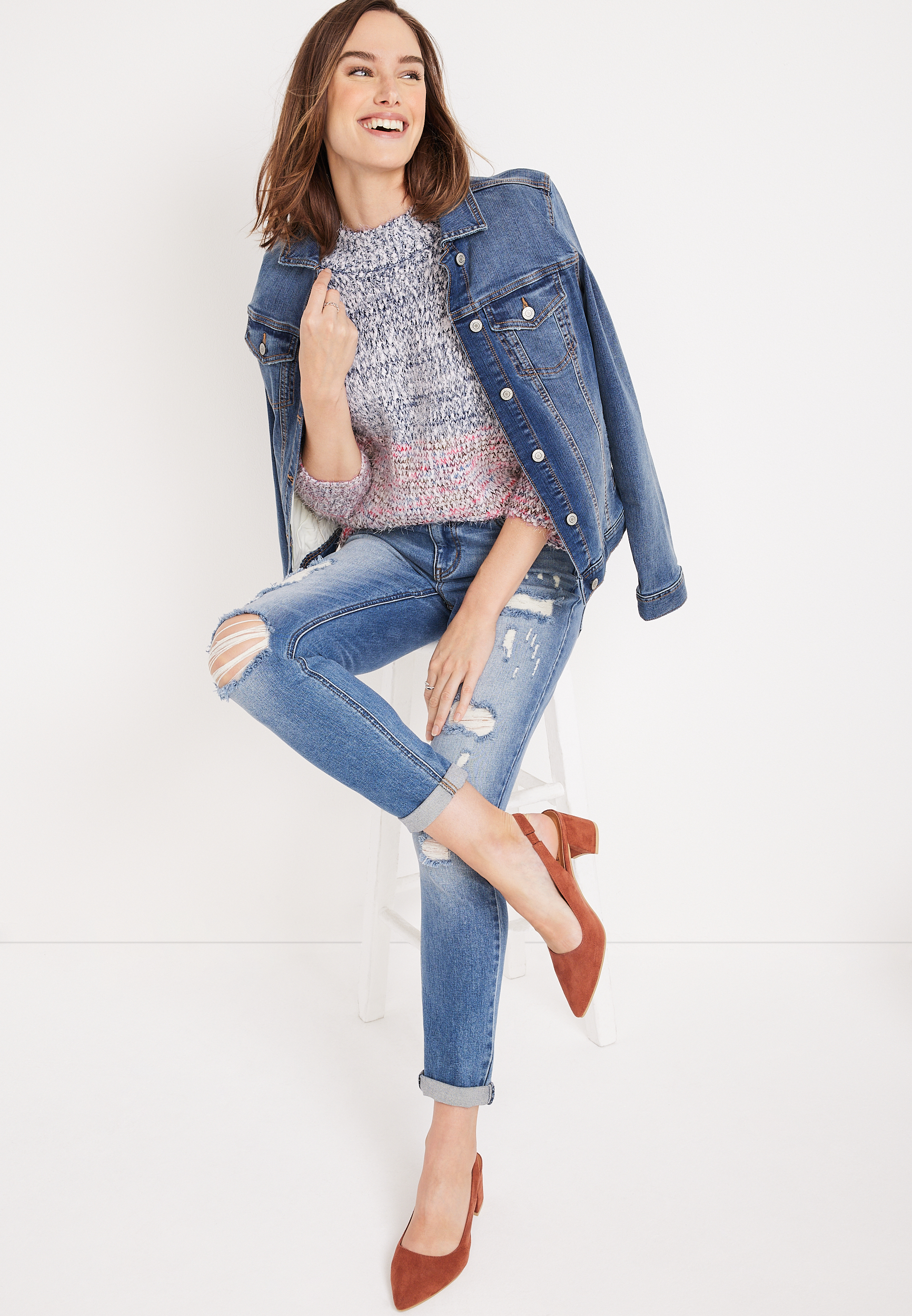 Marble Mock Neck Sweater, C1524, large