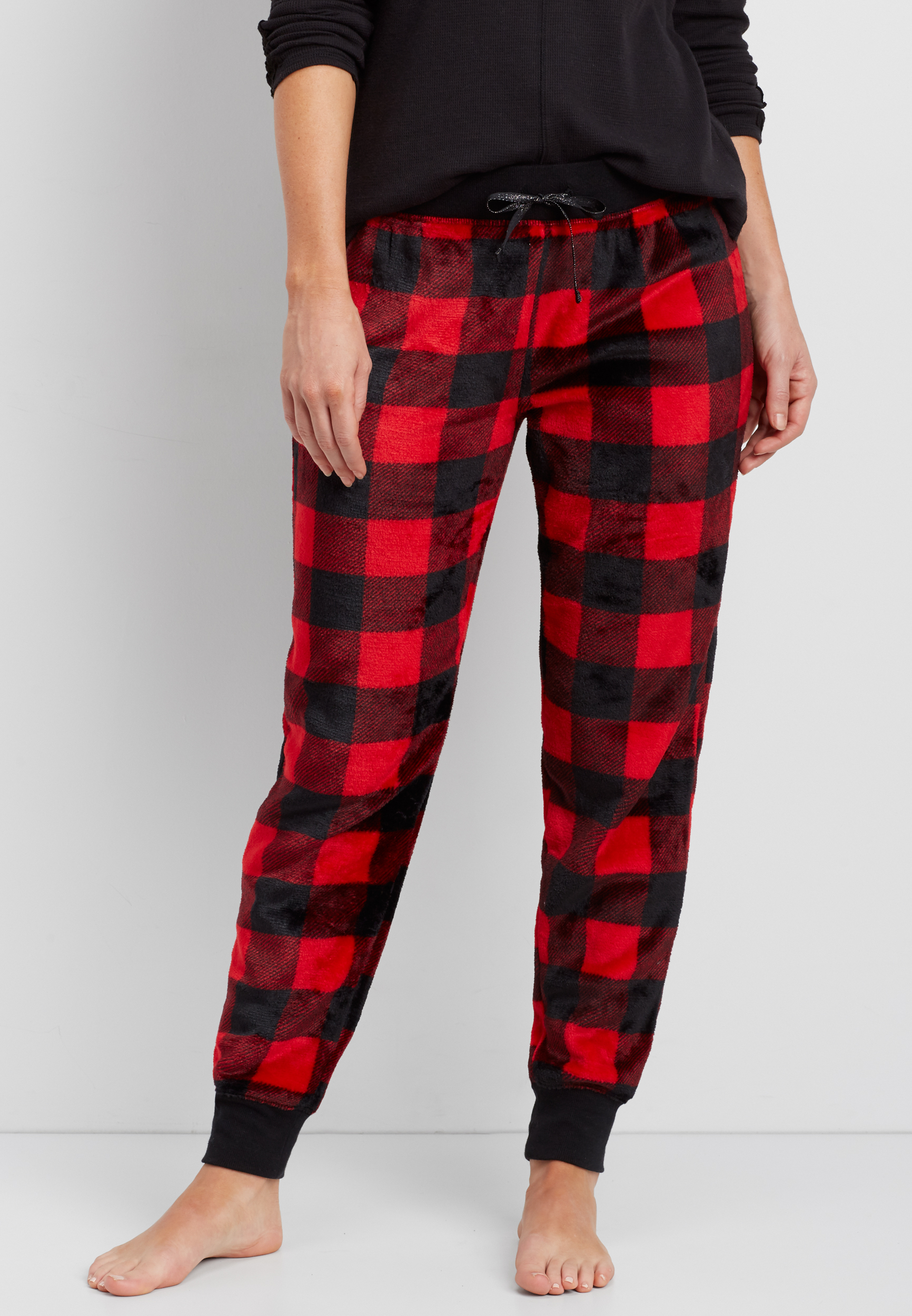 buffalo plaid jogger pajama pants