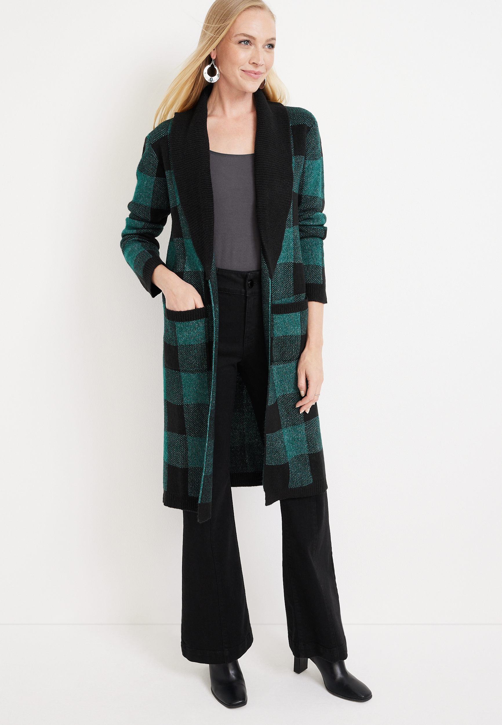 Buffalo Plaid Shawl Cardigan | maurices