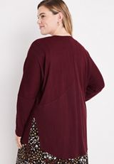 Plus Size Solid Textured Long Sleeve Cardigan, C7089, small
