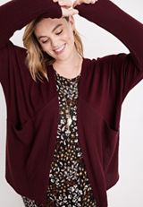 Plus Size Solid Textured Long Sleeve Cardigan, C7089, small