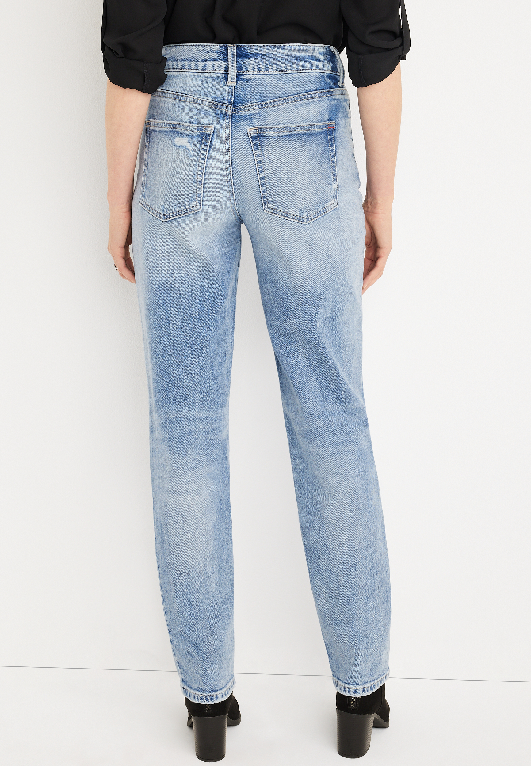 edgely&trade; Loose Straight Super High Rise Ripped Jean, C3337, large