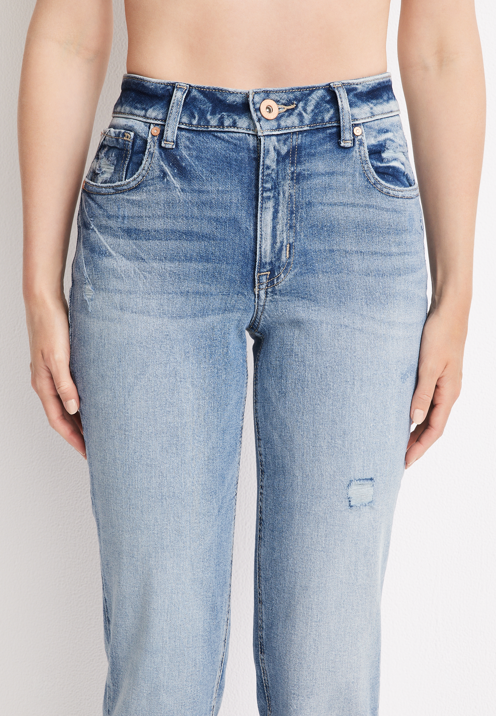 edgely&trade; Loose Straight Super High Rise Ripped Jean, C3337, large