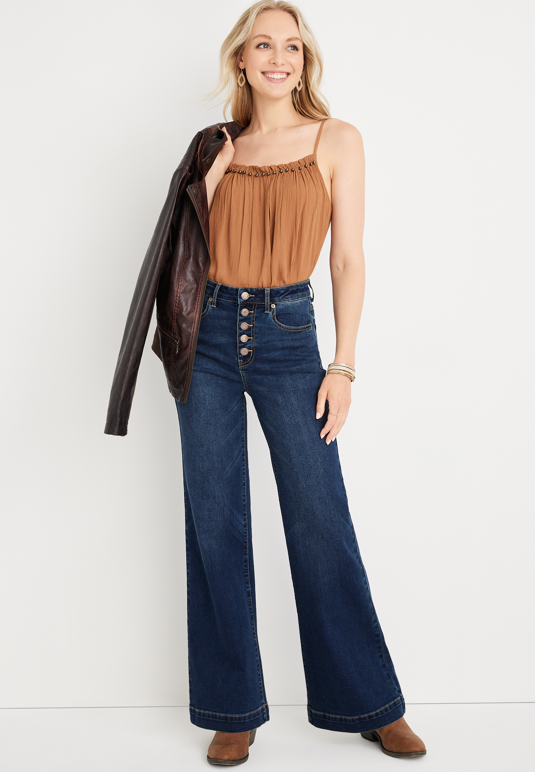m jeans by maurices&trade; Wide Leg Super High Rise Button Fly Jean, , large