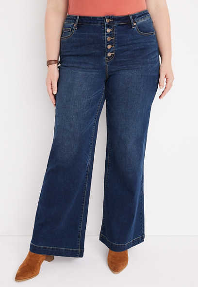 Plus Size m jeans by maurices™ Wide Leg Super High Rise Button Fly Jean