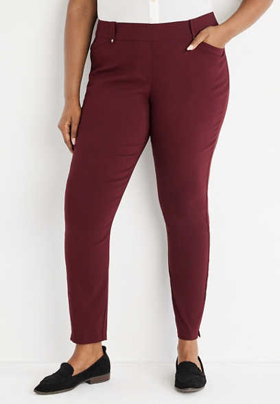 Plus Size Pull On Bengaline Skinny Ankle Dress Pant