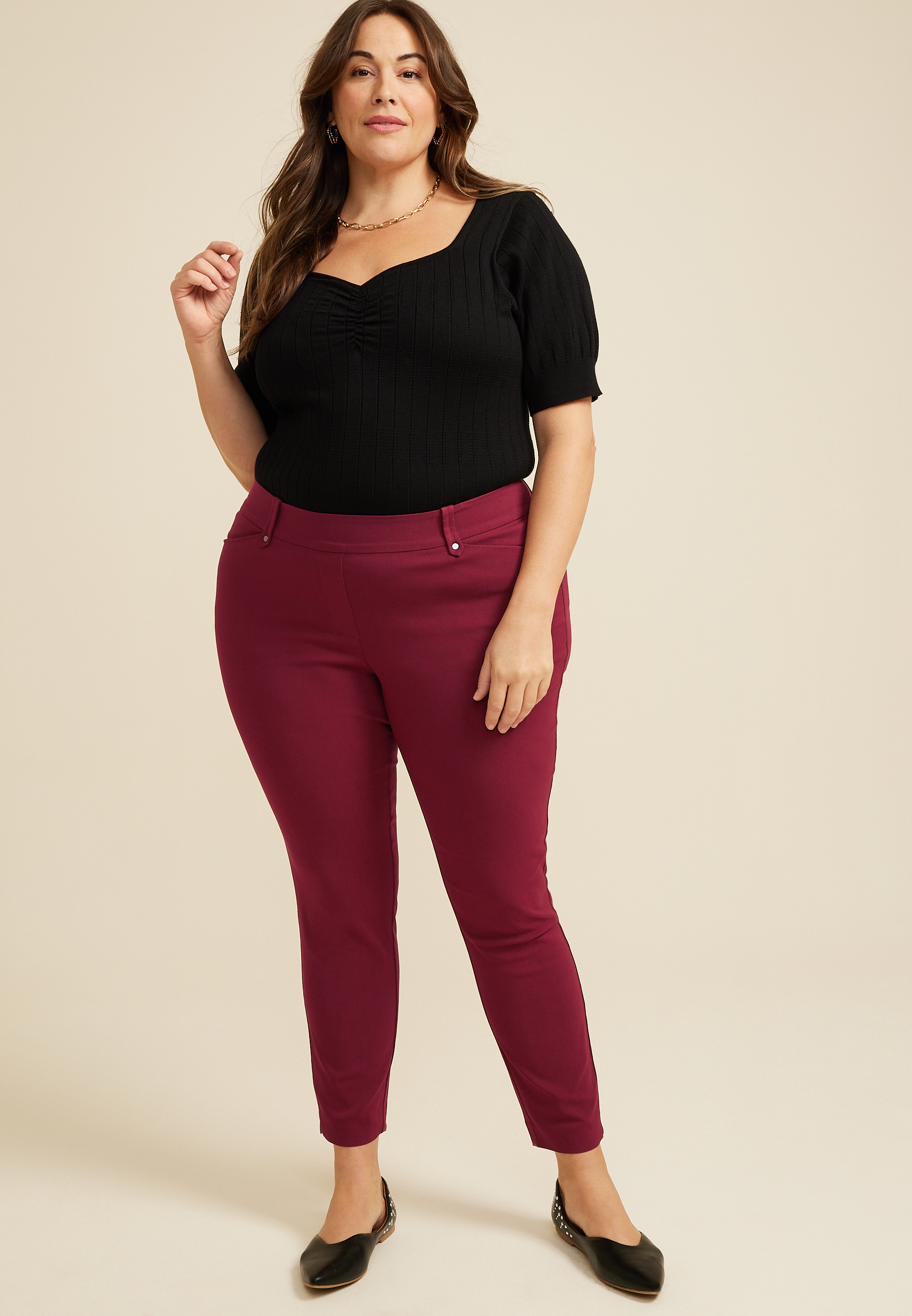 Plus Size Pull On Bengaline Skinny Ankle Dress Pant, C9179, large