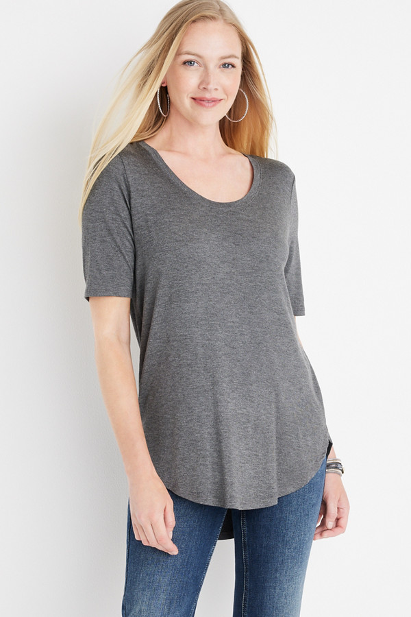 24/7 Olivia Solid Tunic Tee | maurices