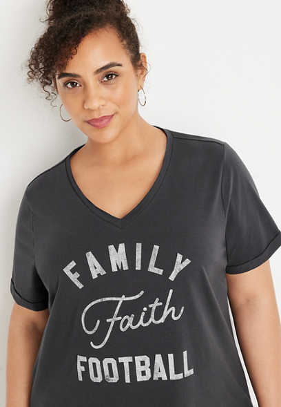 Plus Size Family Faith Football Graphic Tee