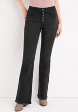 m jeans by maurices&trade; Flare High Rise Black Button Fly Jean, BLACK, small
