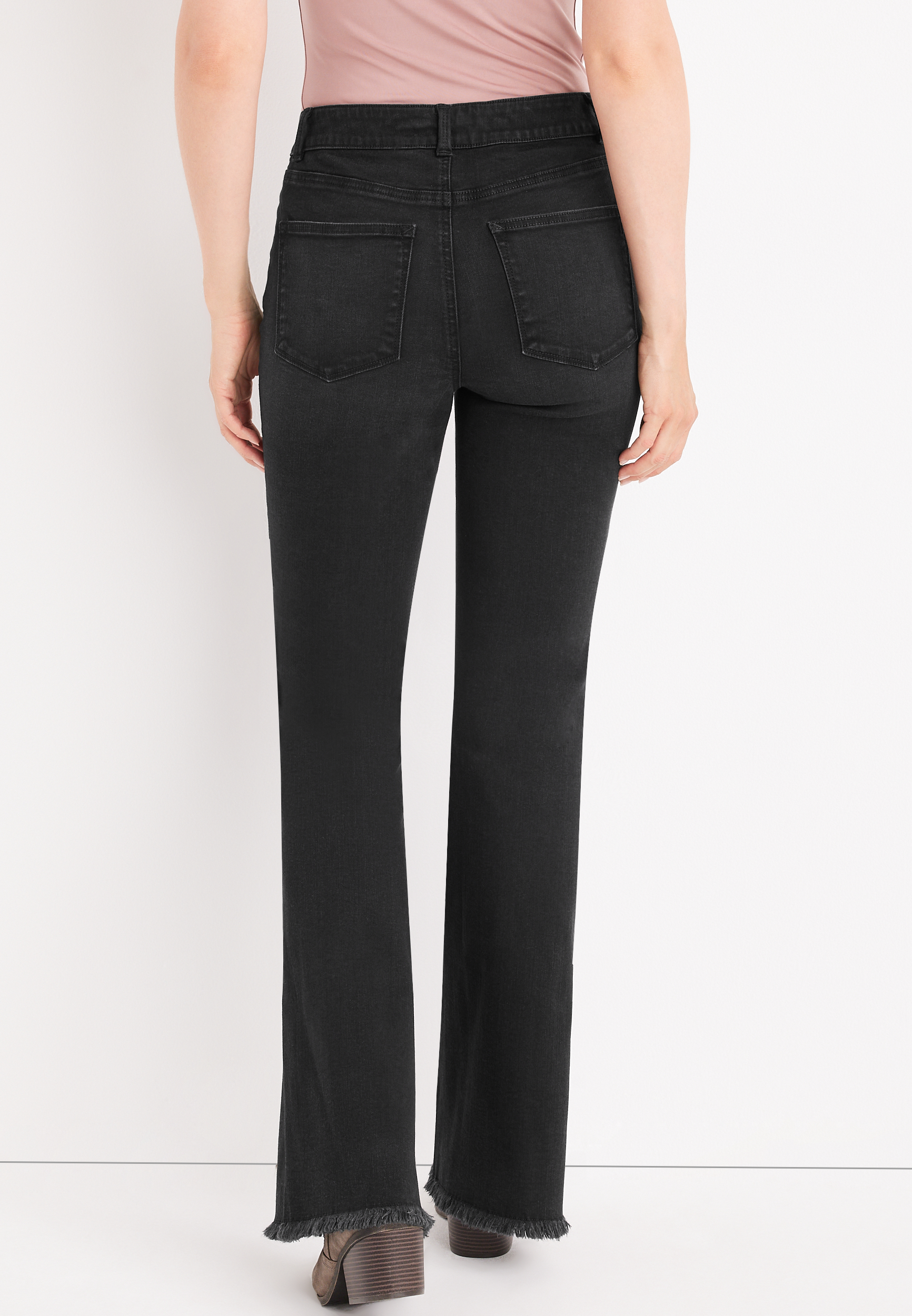 m jeans by maurices&trade; Flare High Rise Black Button Fly Jean, BLACK, large