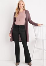 m jeans by maurices&trade; Flare High Rise Black Button Fly Jean, BLACK, small