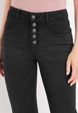 m jeans by maurices&trade; Flare High Rise Black Button Fly Jean, BLACK, small