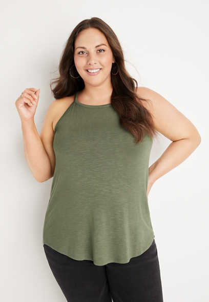 Plus Size 24/7 Flawless Solid High Neck Tank Top