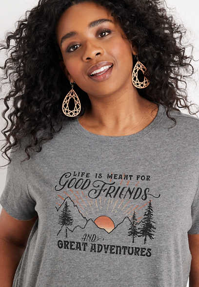 Plus Size Good Friends Great Adventures Graphic Tee