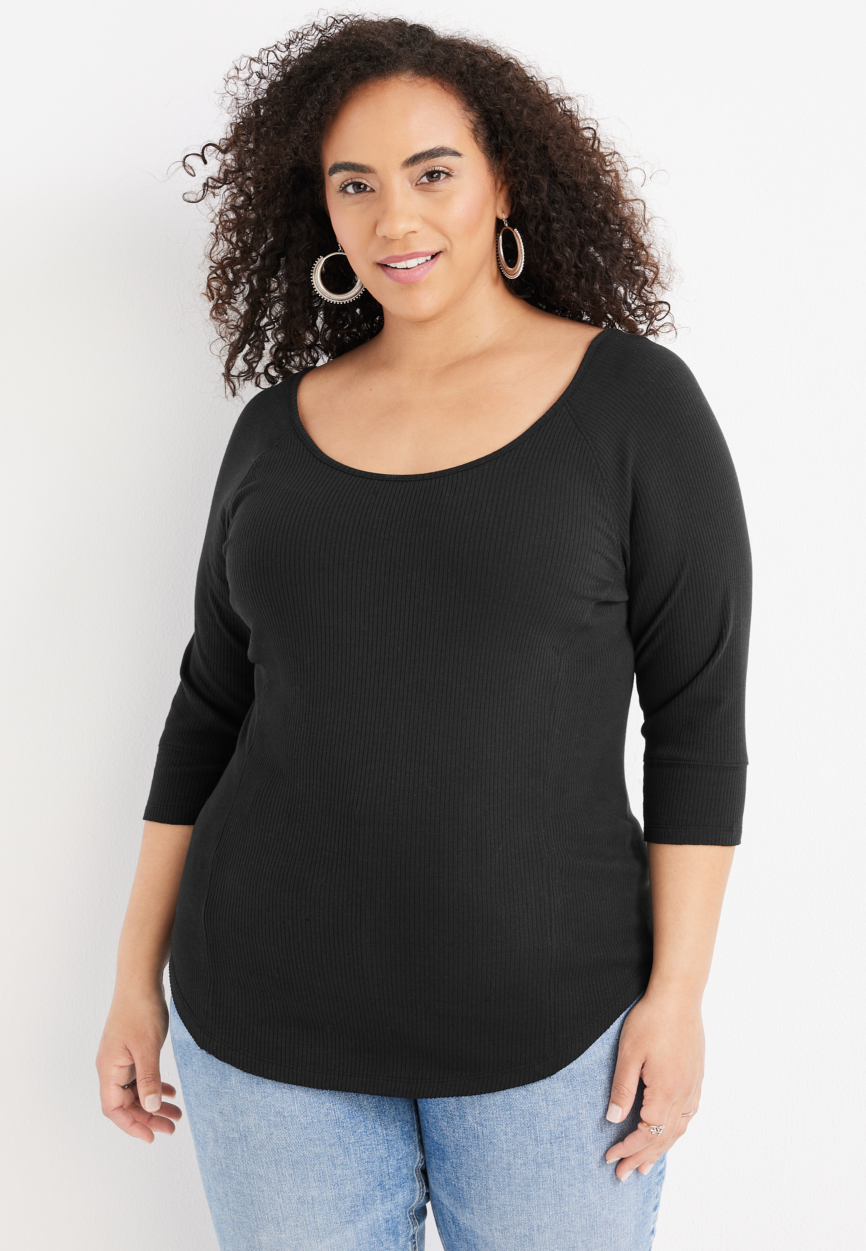 Plus Size Ribbed Strappy Back Tee | maurices