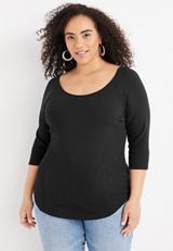 Plus Size Ribbed Strappy Back Tee, C106, small