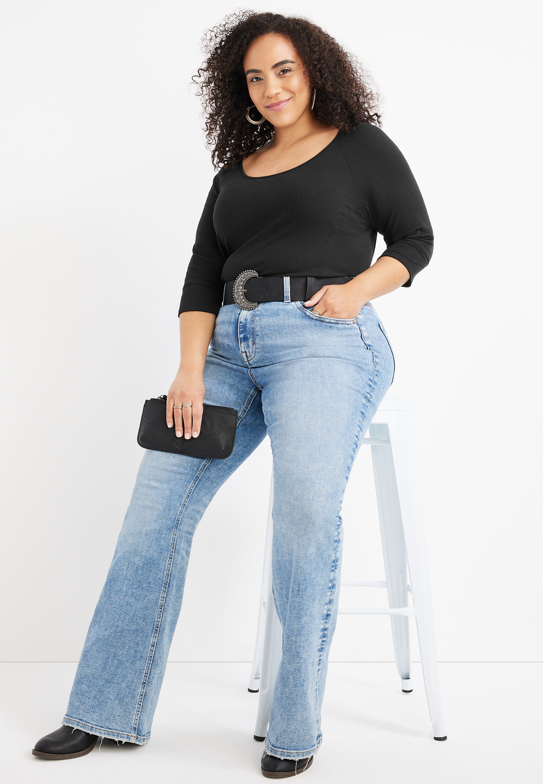 Plus Size Ribbed Strappy Back Tee, C106, large