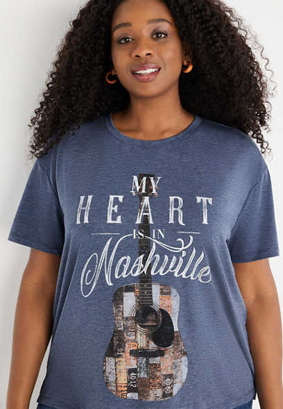 Plus Size My Heart Is In Nashville Graphic Tee