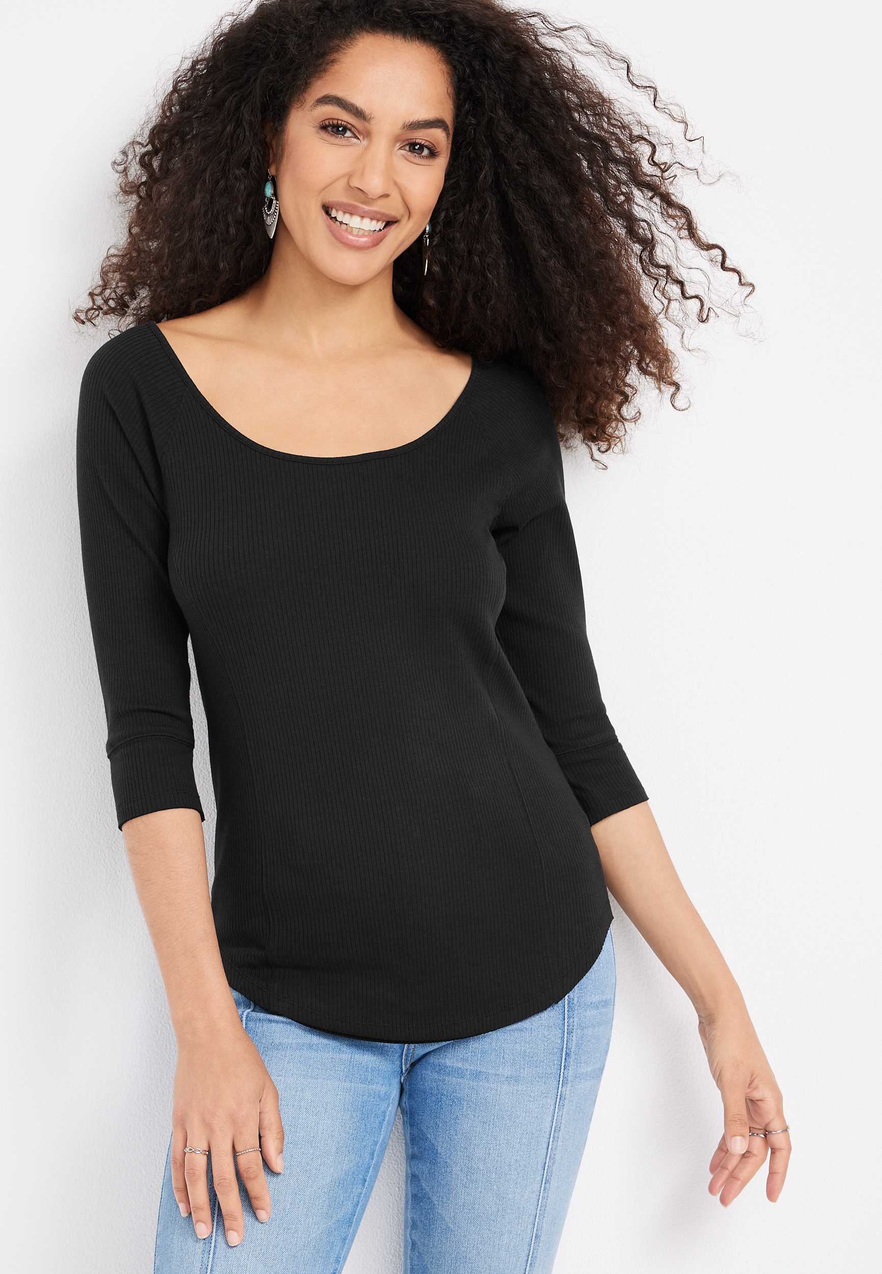 Ribbed Strappy Back Tee | maurices