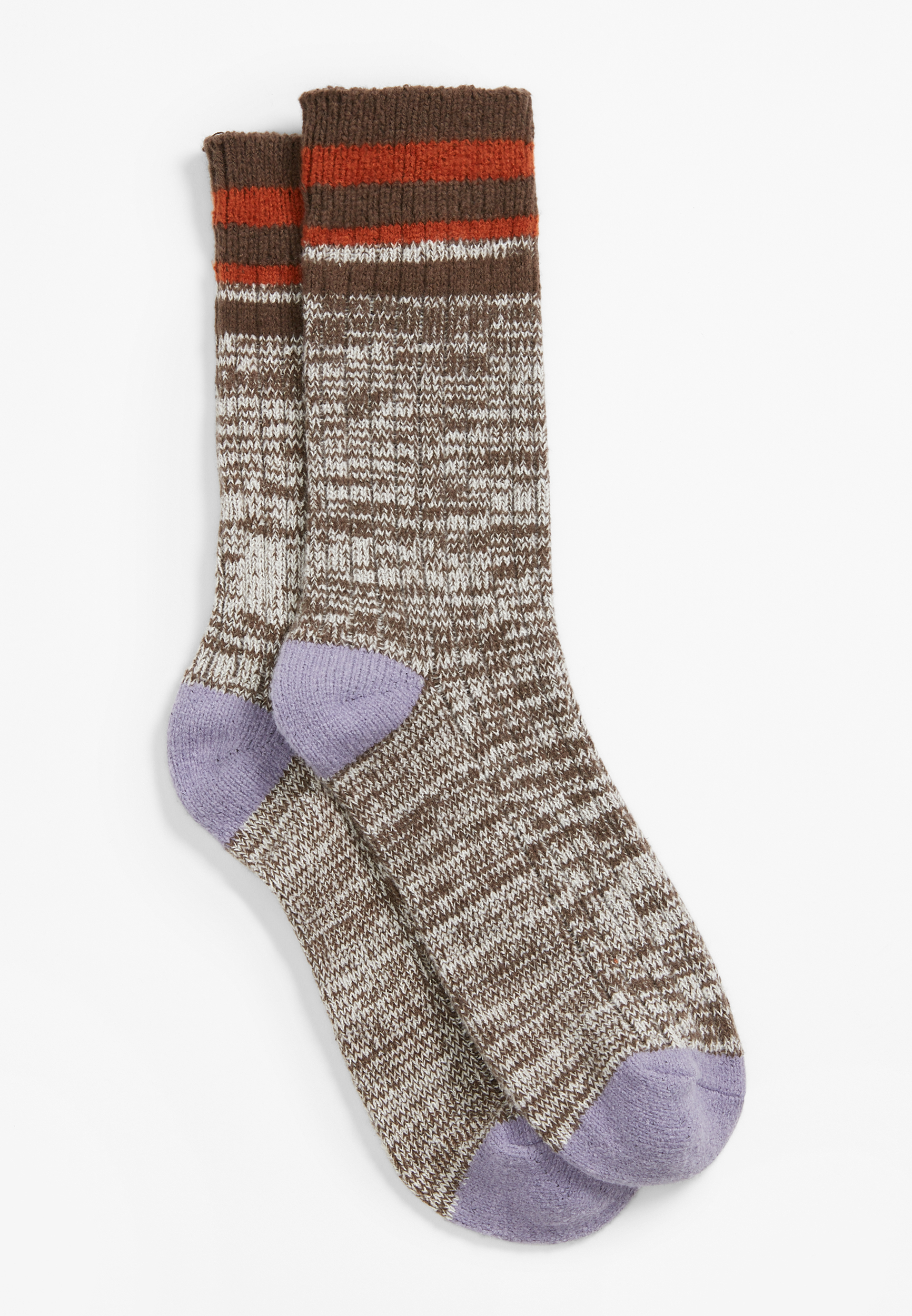 Cozy Brown Striped Crew Socks | maurices